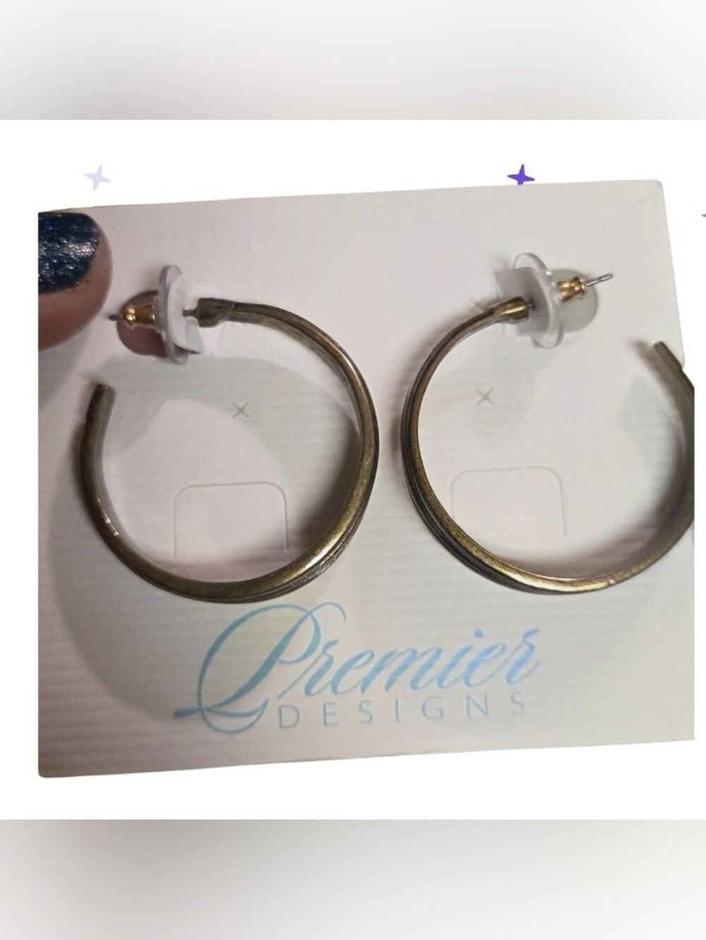 Premier Designs Gold-Tone Hoop Earrings New